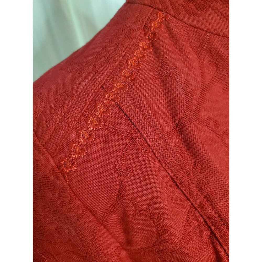 Coldwater Creek Blazer Jacket Womens 10 Red Button Up Lined Embroidered Jacquard - Picture 3 of 16